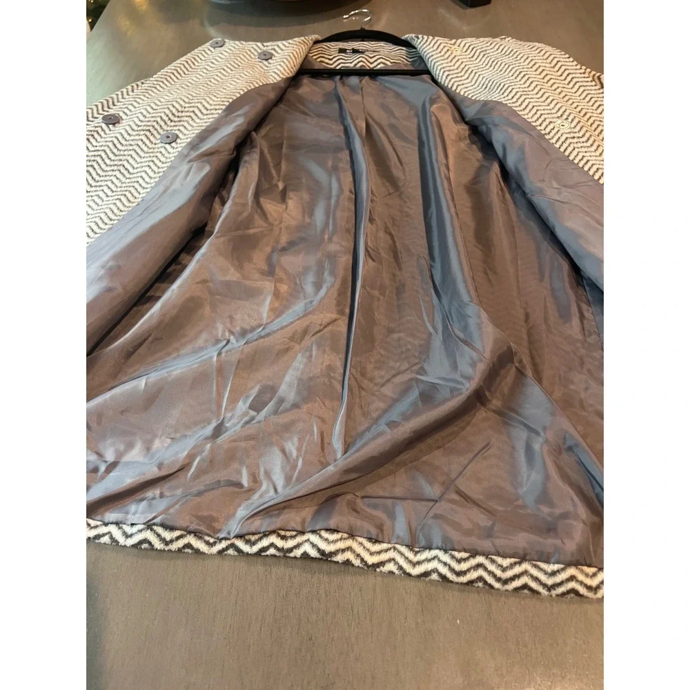 COFFEESHOP Womens‎ Chevron Pattern Collarless Coat Jacket Size L Wool Blend